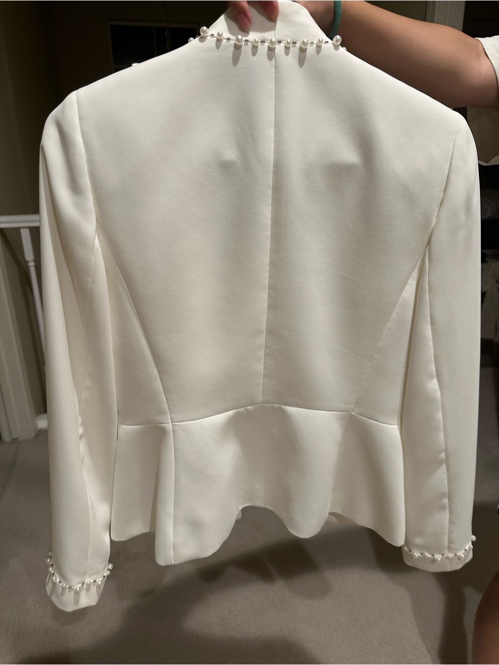 Like new never worn Tahari Cream Pearl-Trim Blazer - Picture 7 of 8